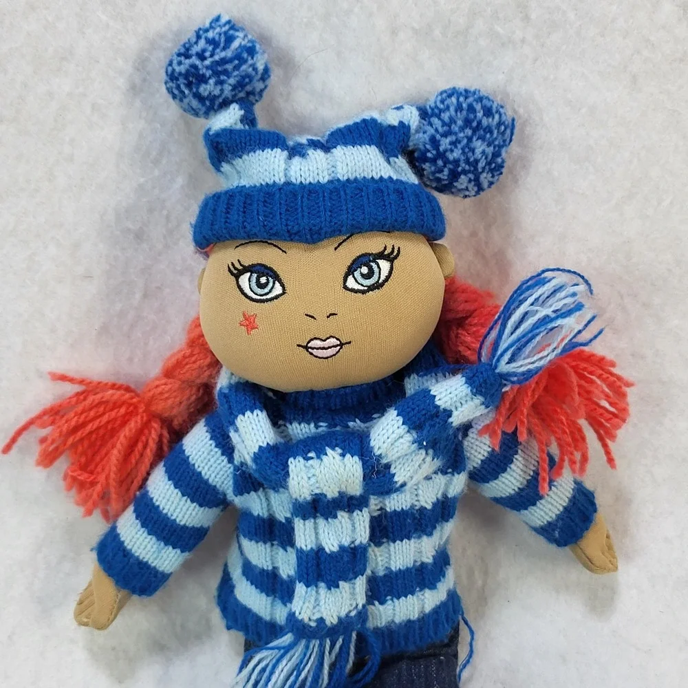 The Children's Place Plush Rag Doll Winter Outfit Striped Sweater Yarn Hair 14